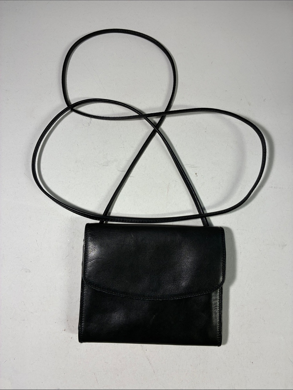 Minimal Black Leather Crossbody Bag